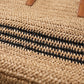 Woven Crochet Tote Bag with Striped Pattern Leather Shoulder Strap Lightweight Large Capacity Handbag