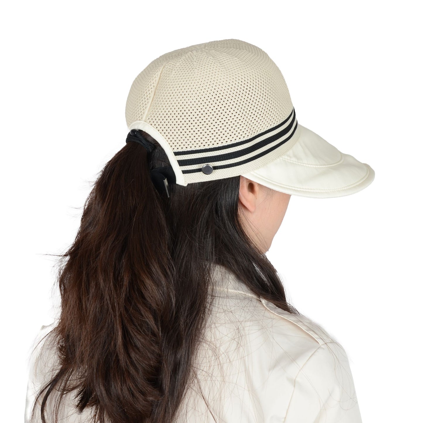 Breathable Mesh Sun Visor Cap with Ponytail Slot Adjustable Strap and Wide Brim for Outdoor Hiking and Summer Travel