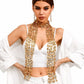 Sequin Floral Skinny Scarf Mesh Neck Wrap