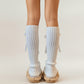 2pcs Women's Ribbed Knit Leg Warmers with Decorative Ribbon Bow Detail Soft Stretch Fit for Cozy Feminine Layered Styling