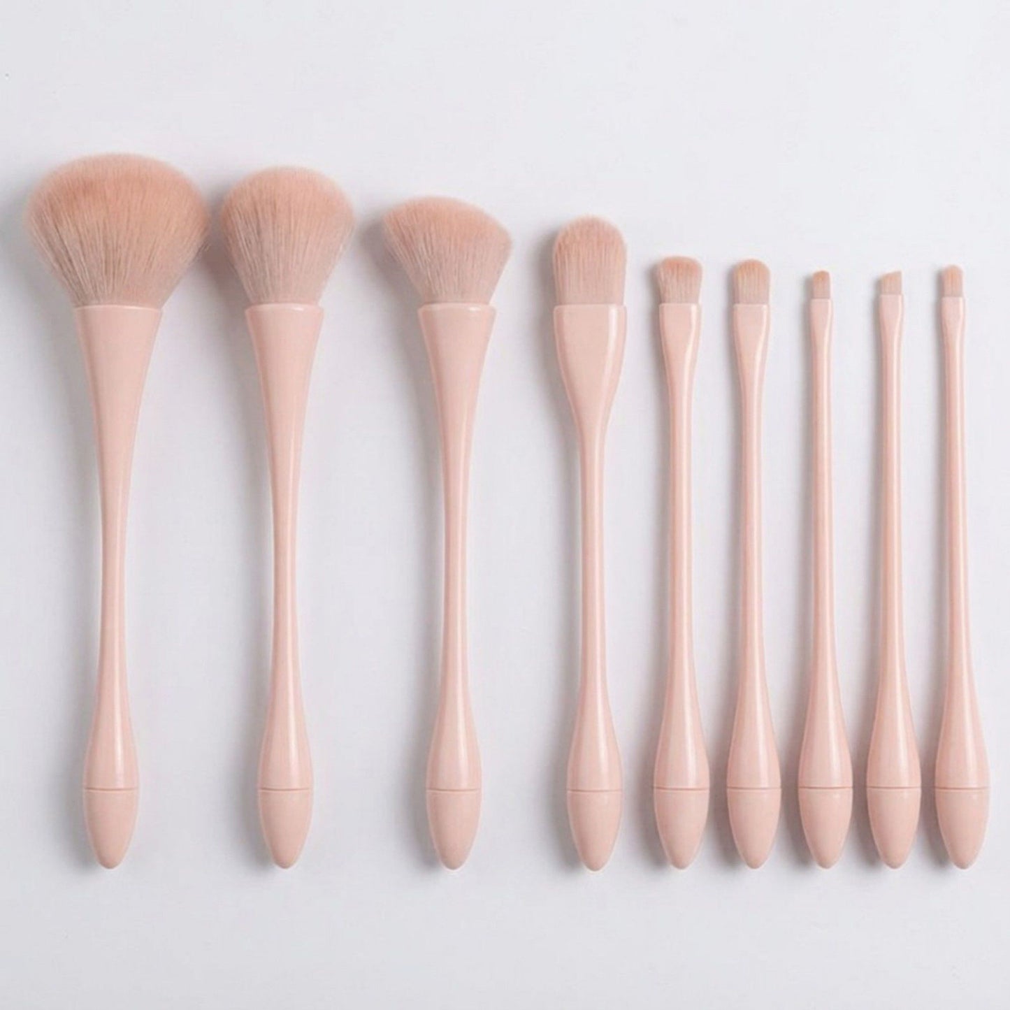 9 Piece Makeup Brush Set with Soft Synthetic Bristles and Travel Storage Pouch for Face and Eye Makeup