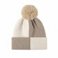 Color Block Knit Beanie Winter Hat with Pom and Plush Lining