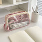 Large Capacity Clear Pencil Case Double Compartment Zipper Pouch with Handle