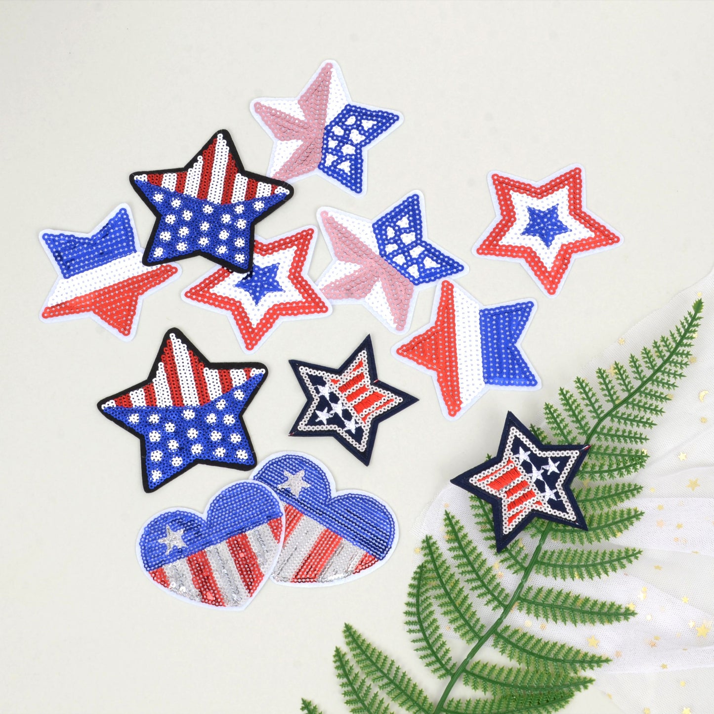 Sequin Star Heart Iron On Patches Clothing Embroidered Sewing Repair Hot-fix Garment Bag Shoes Backpack Hat DIY Decoration