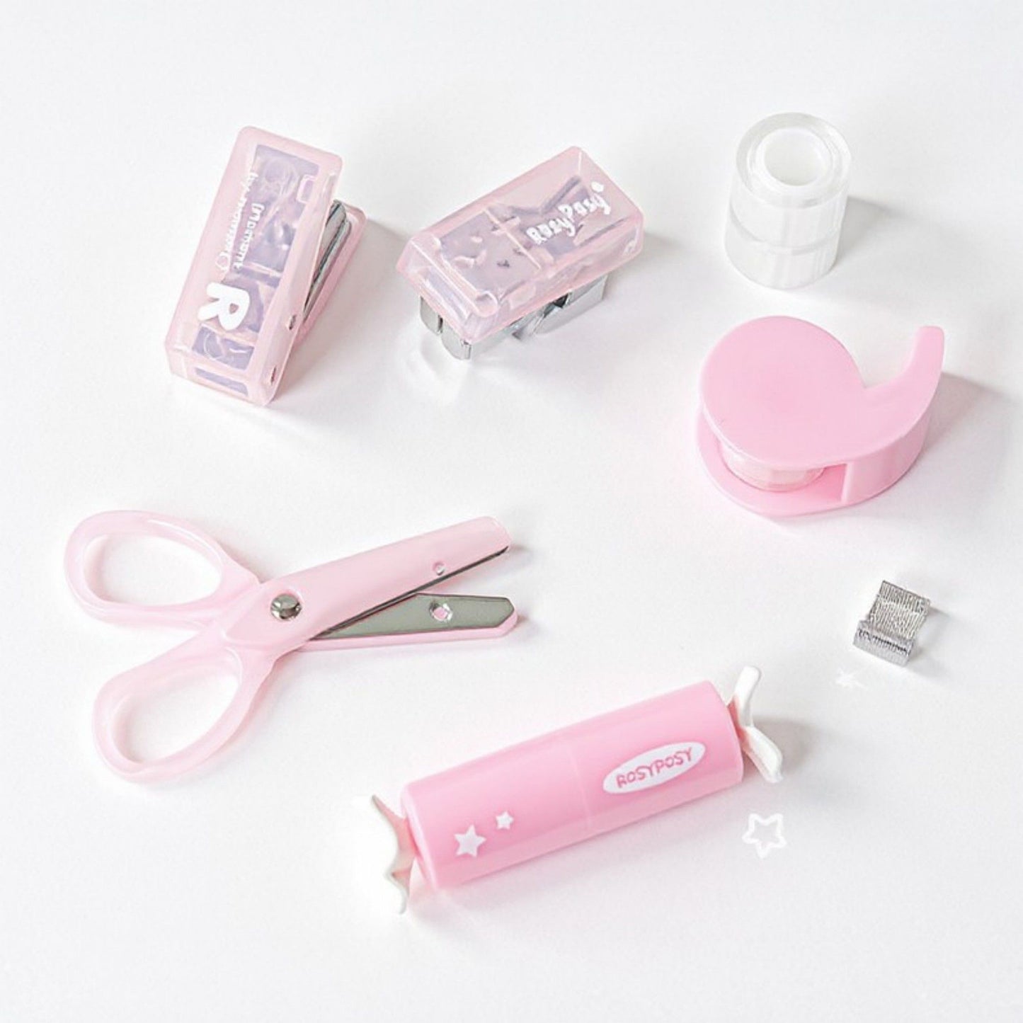 Portable Stationery Supply Set with Clear Zipper Case for School and Office Use 4.2x2.5x1.5 in