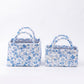 2 Piece Quilted Floral Storage Tote Set with Handles and Front Pocket