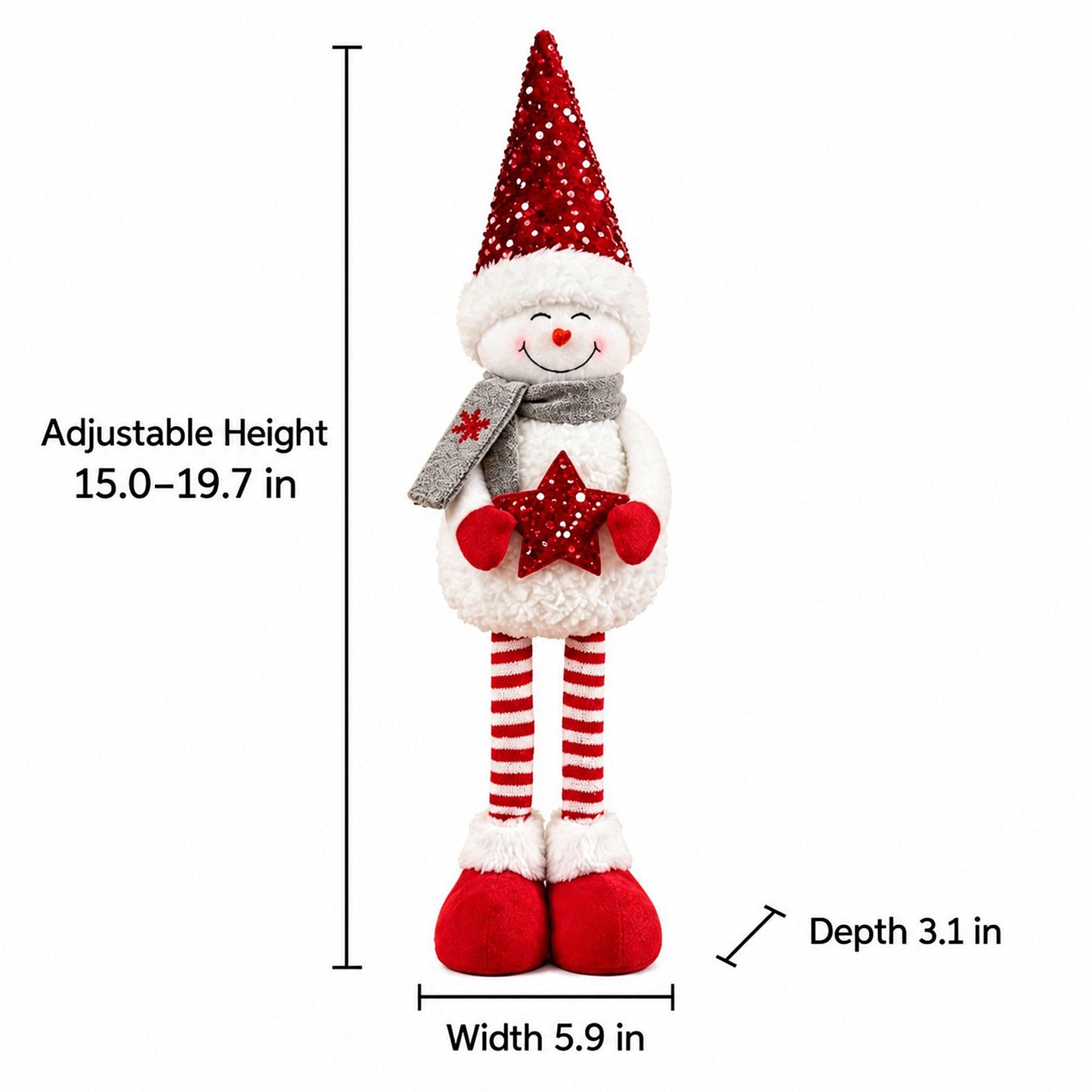 Adjustable Height Sequin Snowman Christmas Decoration
