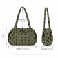 Polka Dot Nylon Barrel Shoulder Bag with Double Handles Zip Closure and Interior Pockets