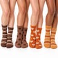 Warm Tone Fuzzy Crew Socks 4-Pair Set US 5-10.5