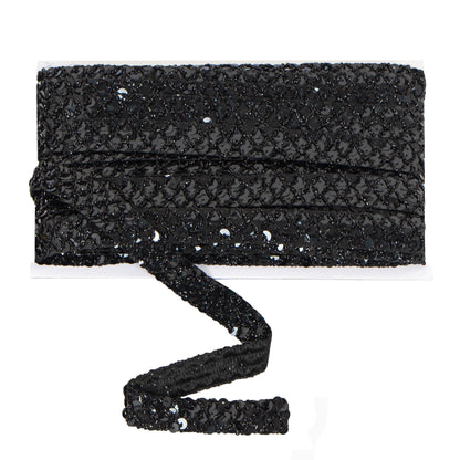 Sewing Sequin Trim 0.9 Inch 4 Row, 25 Yards Glitter Sequin Ribbon Metallic Stretch Bling Strip DIY Craft Decoration
