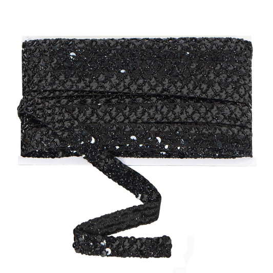 Sewing Sequin Trim 0.9 Inch 4 Row, 25 Yards Glitter Sequin Ribbon Metallic Stretch Bling Strip DIY Craft Decoration
