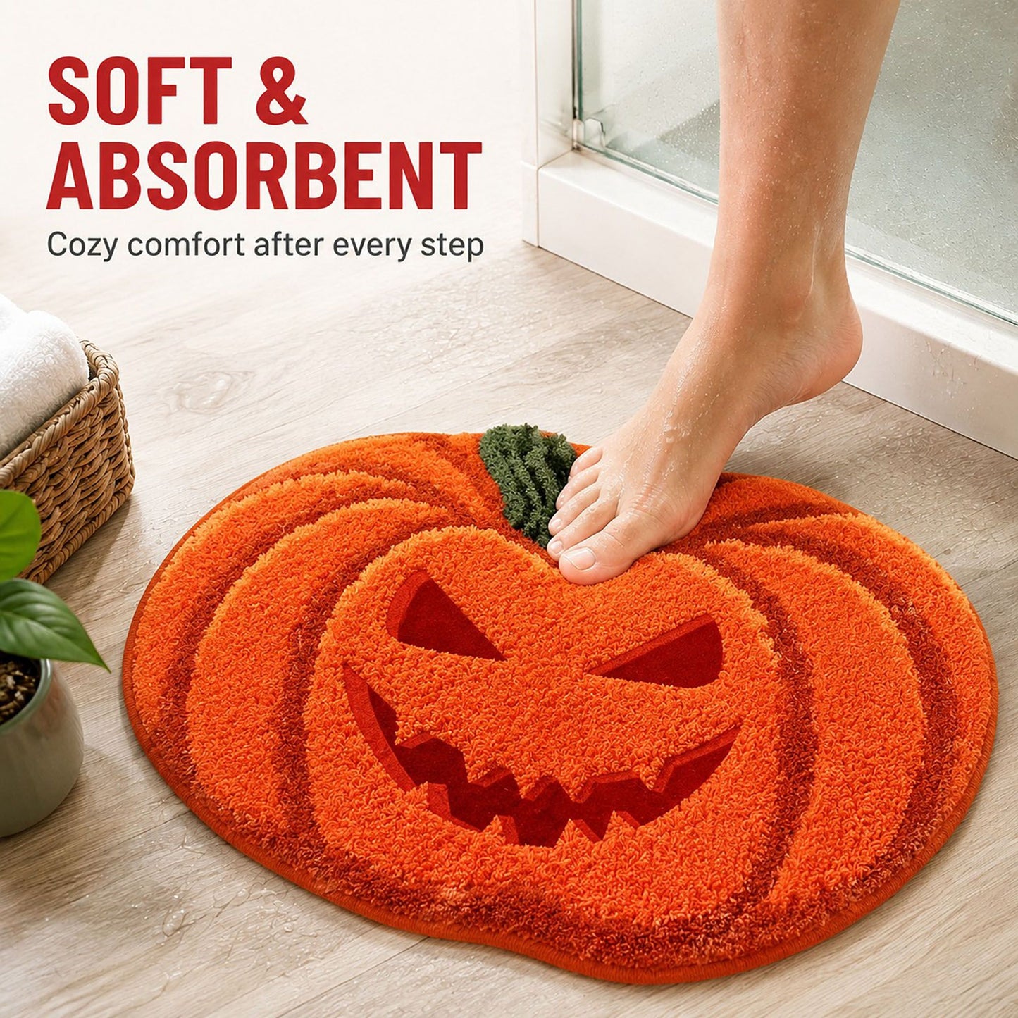 Halloween Shaped Bath Mat Soft Absorbent Nonslip Accent Rug
