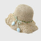 Hand - Crocheted Straw Sun Hat with Floral Accents