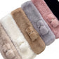 Plush Faux Fur Pull Through Scarf Soft Winter Neck Wrap with Jeweled Accent 31.5*4.7 Inches