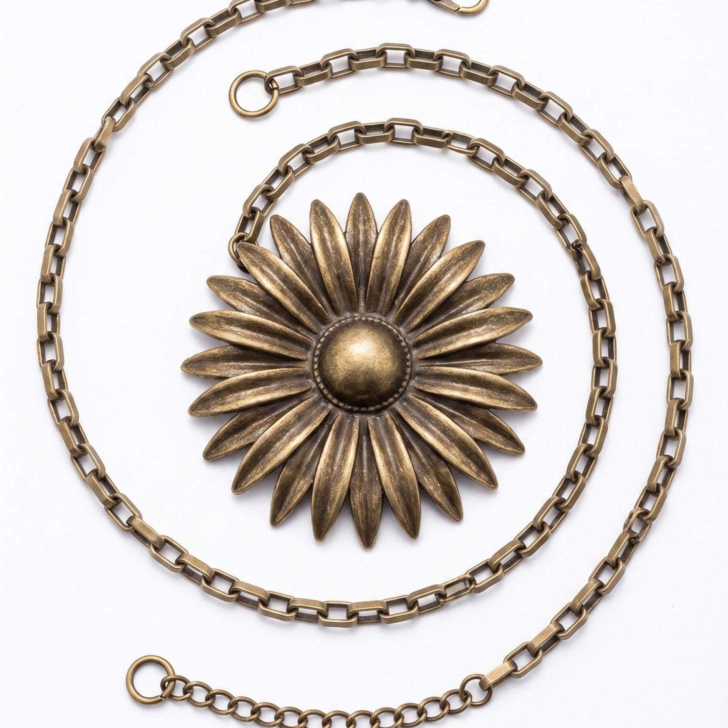 Vintage Sunflower Metal Waist Chain Adjustable Retro Body Belt Floral Inspired Waist Jewelry 47.2in