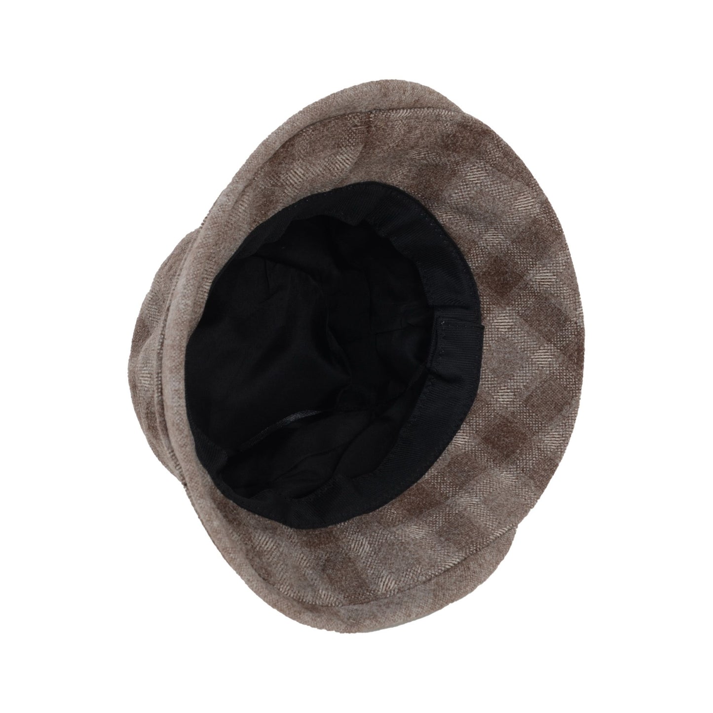 Womens Warm Plaid Roll Brim Bucket Hat with Decorative Side Bow
