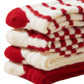 5-Pair Festive Holiday Cable Knit Crew Socks Set with Fuzzy Red Accents and Embroidery