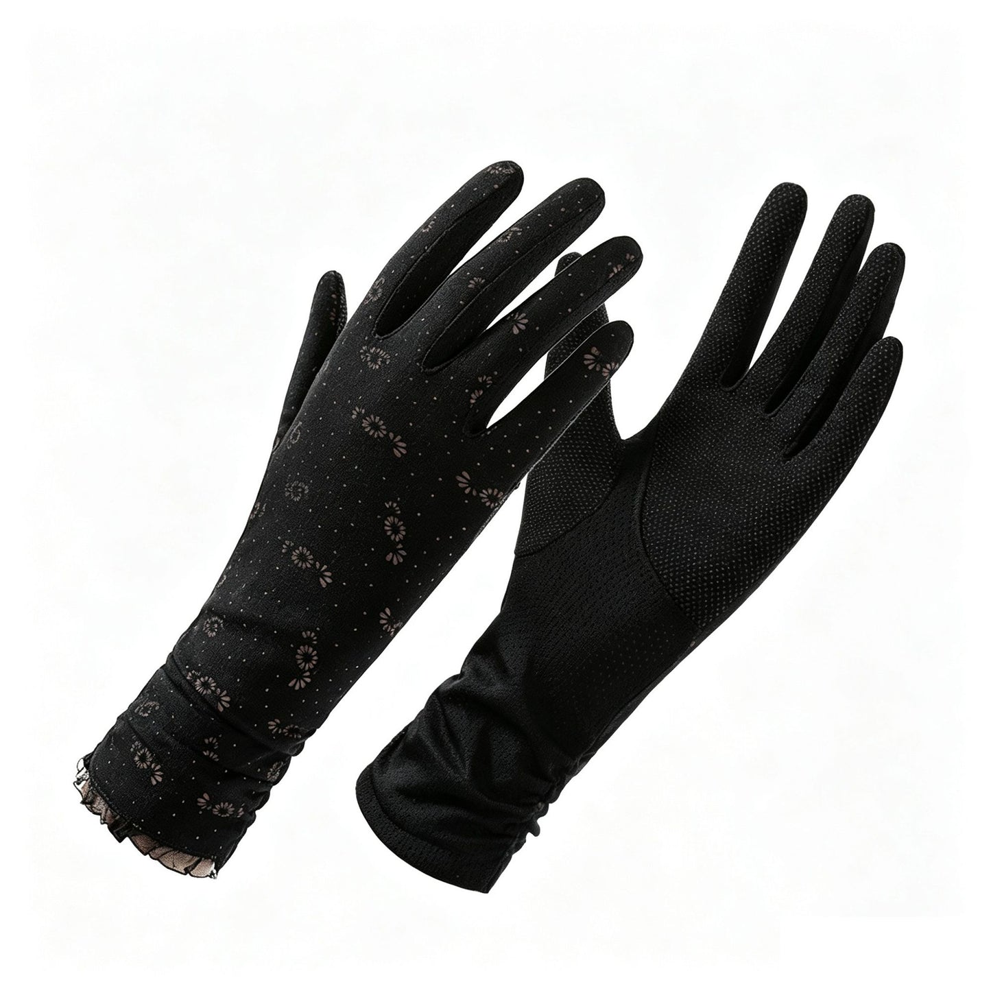 Floral Long Cuff Touchscreen Sun Protection Gloves