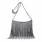 Fringe Crossbody Bag Black Suede Look Boho Shoulder Purse with Braided Strap