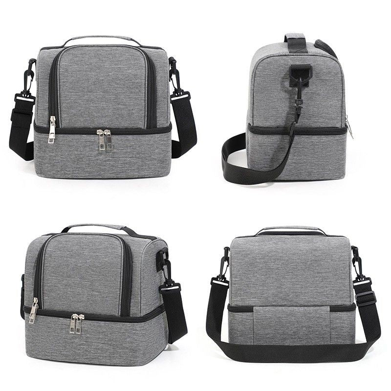Dual Compartment Insulated Lunch Bag with Adjustable Shoulder Strap