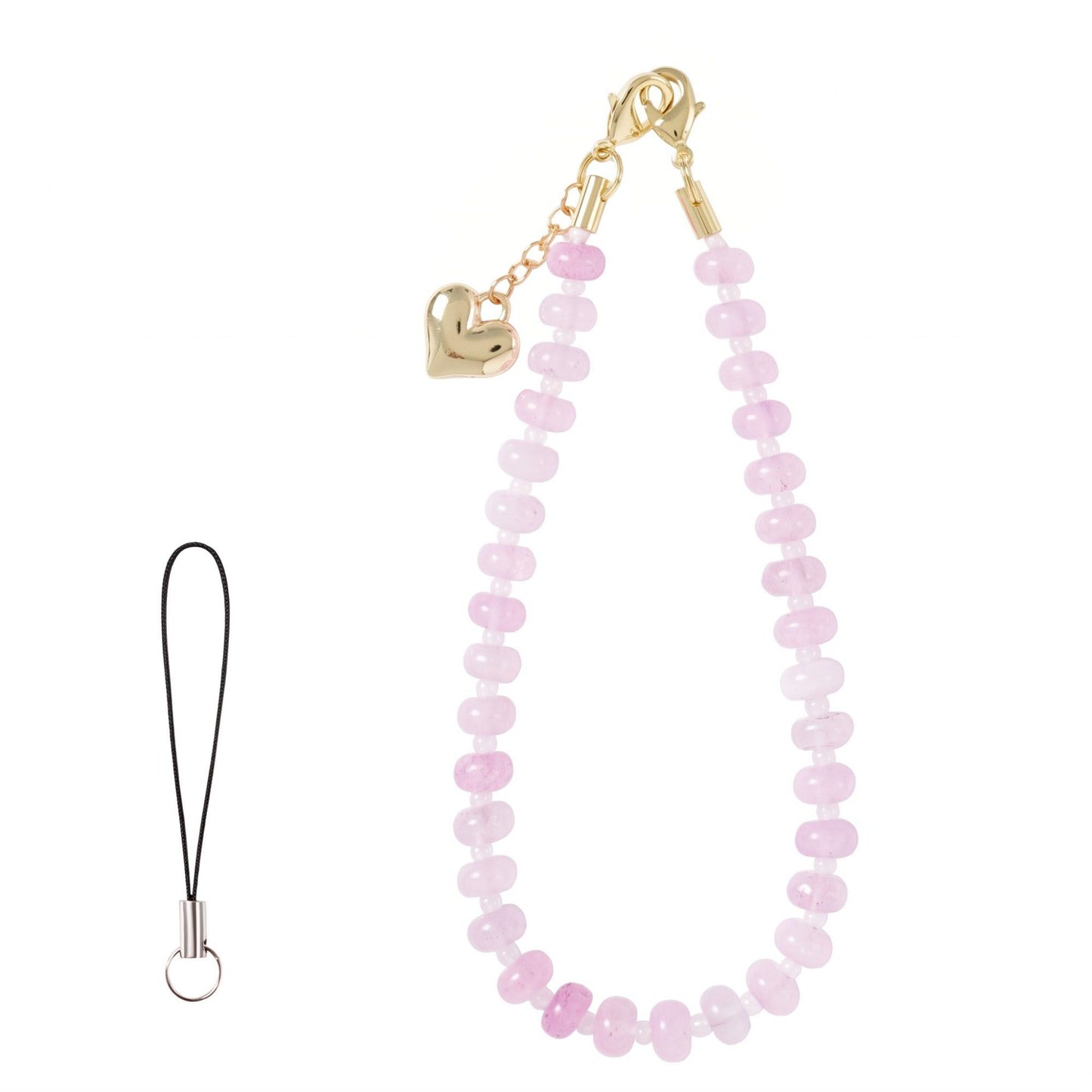 Beaded Phone Wrist Strap with Heart Charm