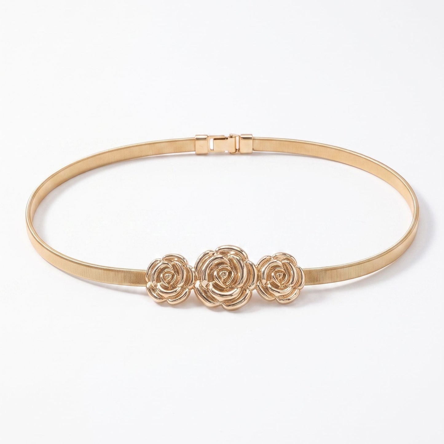 Four Filigree Floral Thin Waist Belt Adjustable Elegant Formal Waist Jewelry 47.2in