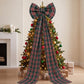 Large Plaid Christmas Bow with Long Ribbon Tails