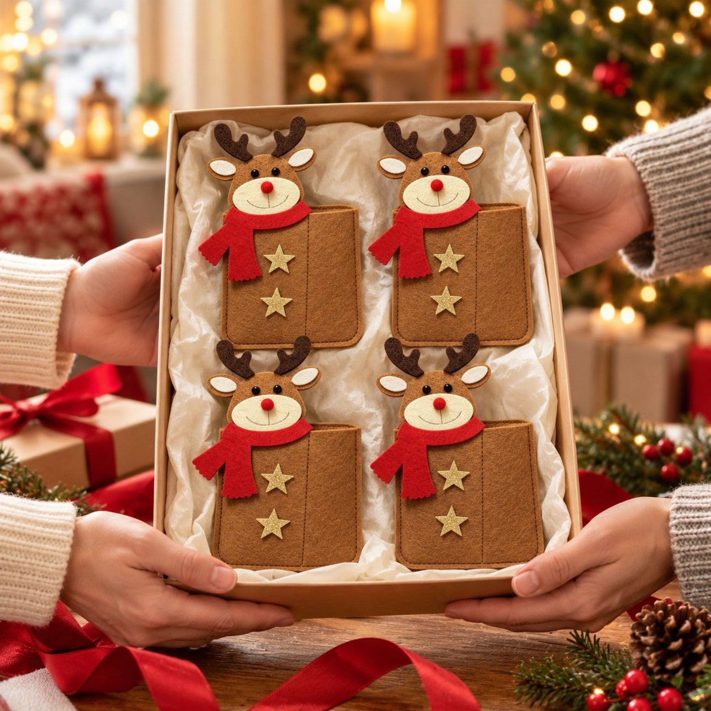 4pk Santa Christmas Silverware Holders
