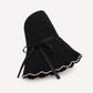 Woven Bucket Hat with Scalloped Brim Ribbon Band and Bow Tie Accent