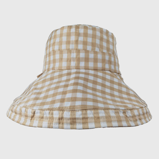 Women's Reversible Checkered Bucket Hat with Chin Strap