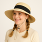 Women's Woven Floppy Sun Hat with Wide Ribbon Knot Detail and Curved Brim