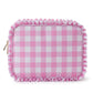 Ruffle Trim Travel Makeup Bag with Zipper Closure