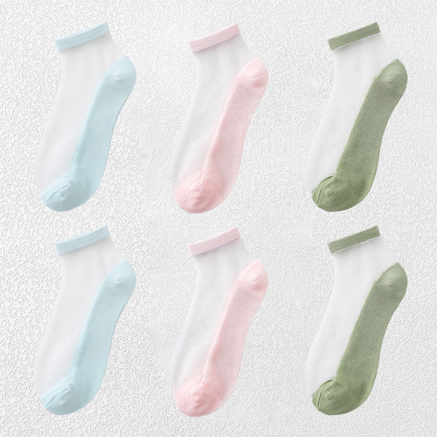Chic Summer Thin Ankle Socks Soft for Casual 6Pk