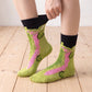 6 Pair Shark Graphic Crew Socks with Contrast Red Cuffs
