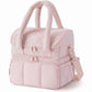 Quilted Multi-Compartment Lunch Tote Bag with Padded Top Handles and Detachable Shoulder Strap 10x10x7.1in