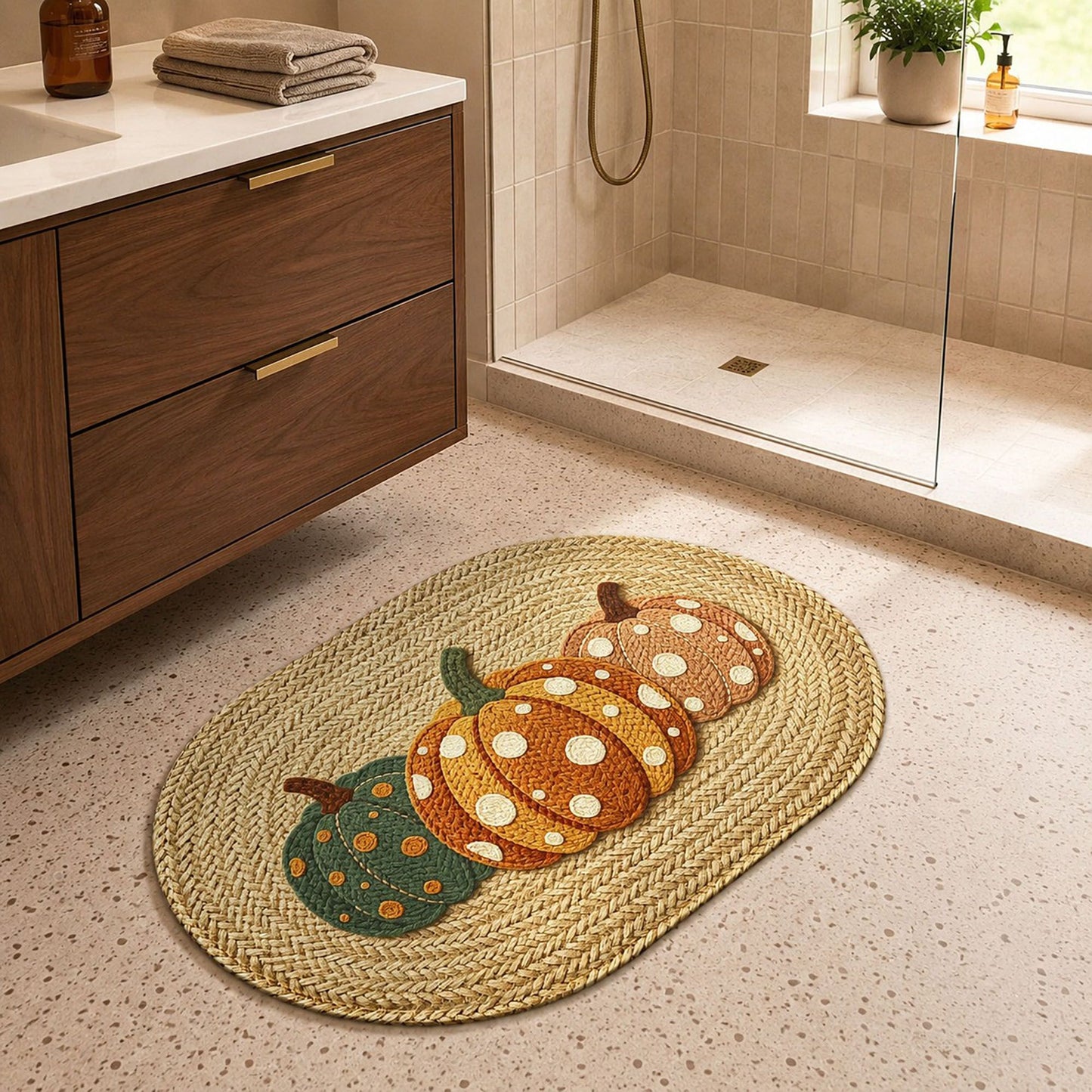 Fall Pumpkin Bath Mat Soft Absorbent Accent Rug 15.7 x 23.6 Inches