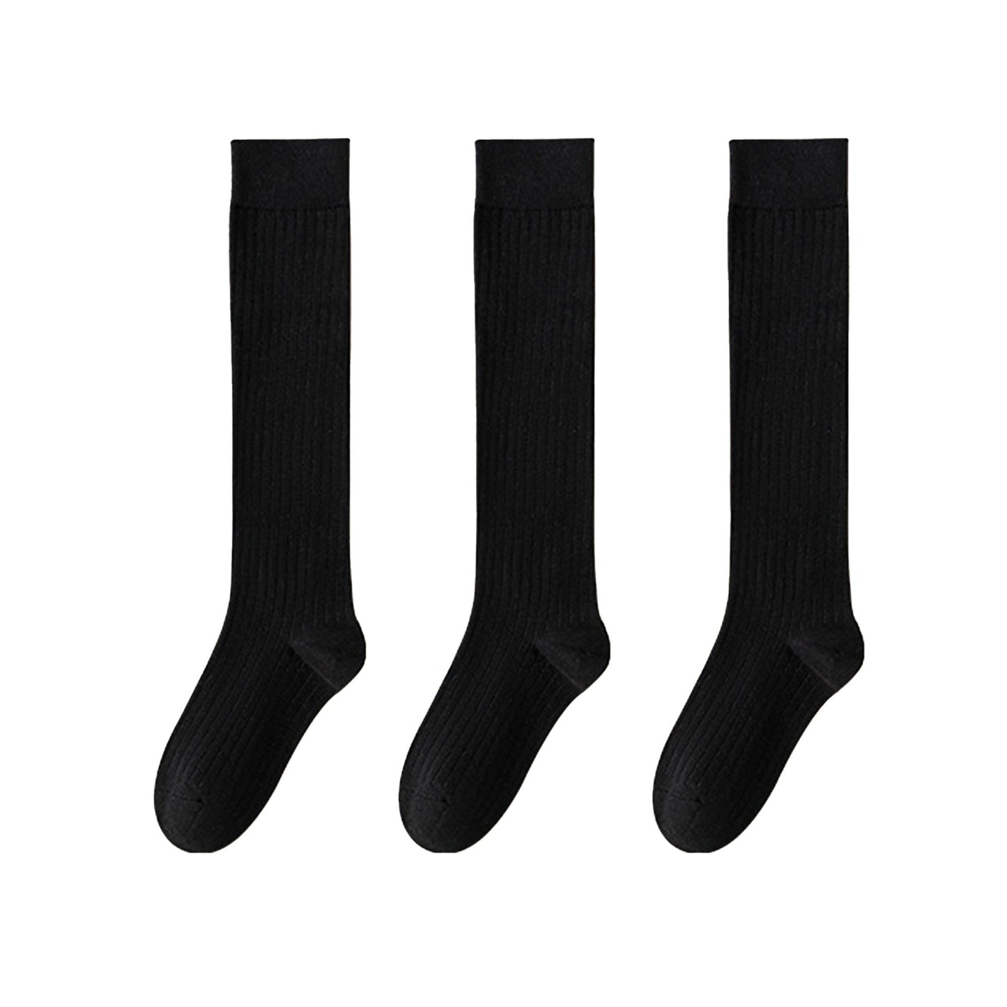3-Pack Ribbed Knee High Compression Socks Seamless Toe Slim Fit Design