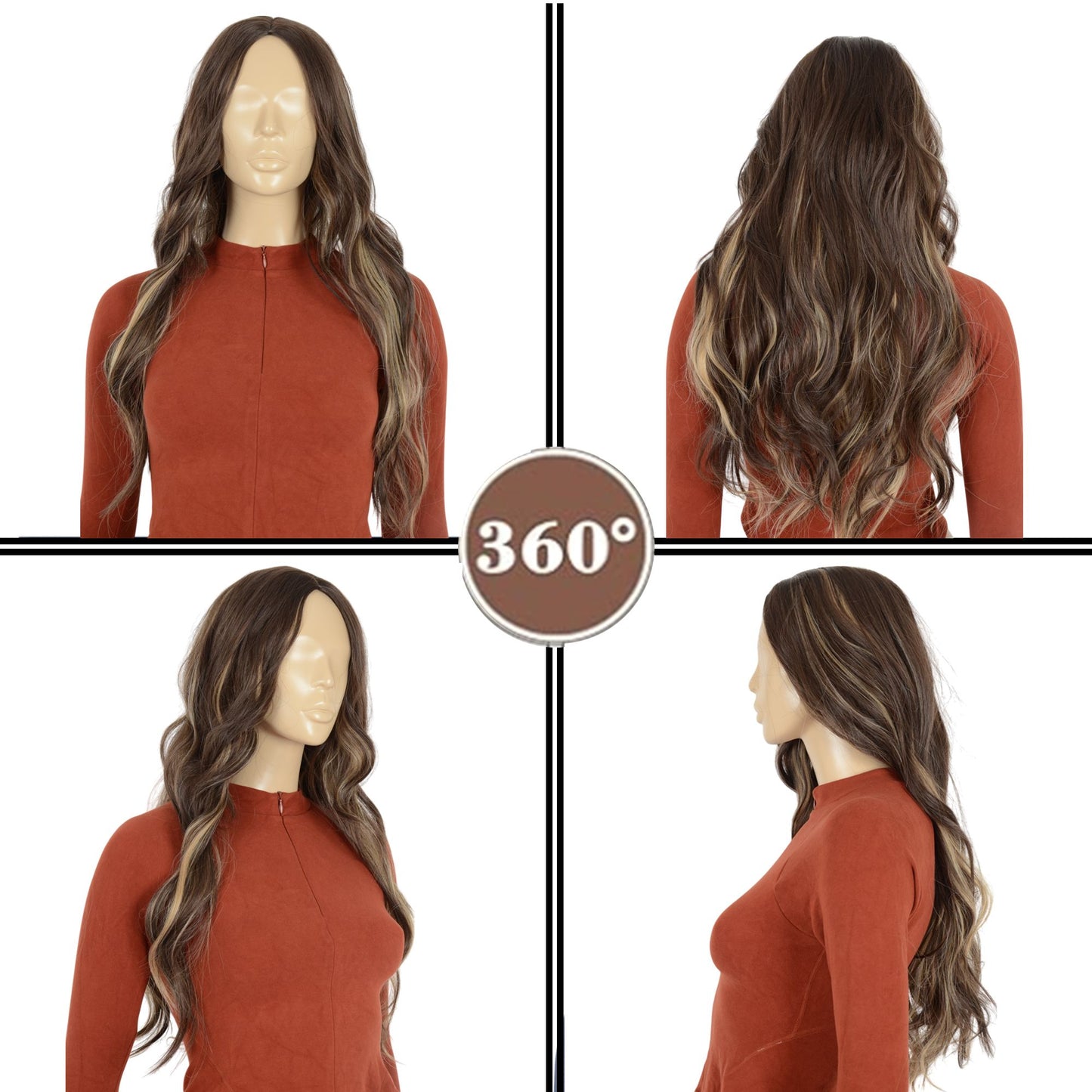 Long Wavy Wig for Women with Lace Hairline Heat Resistant Synthetic Wig for Daily and Party Use