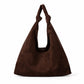 Large Suede Look Hobo Shoulder Bag with Knotted Strap and Magnetic Closure
