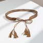 Braided Faux Leather Waist Belt with Tassel Tie Detail 67in