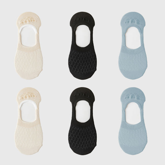 Solid No Show Socks Non Slip Cotton 6Pk