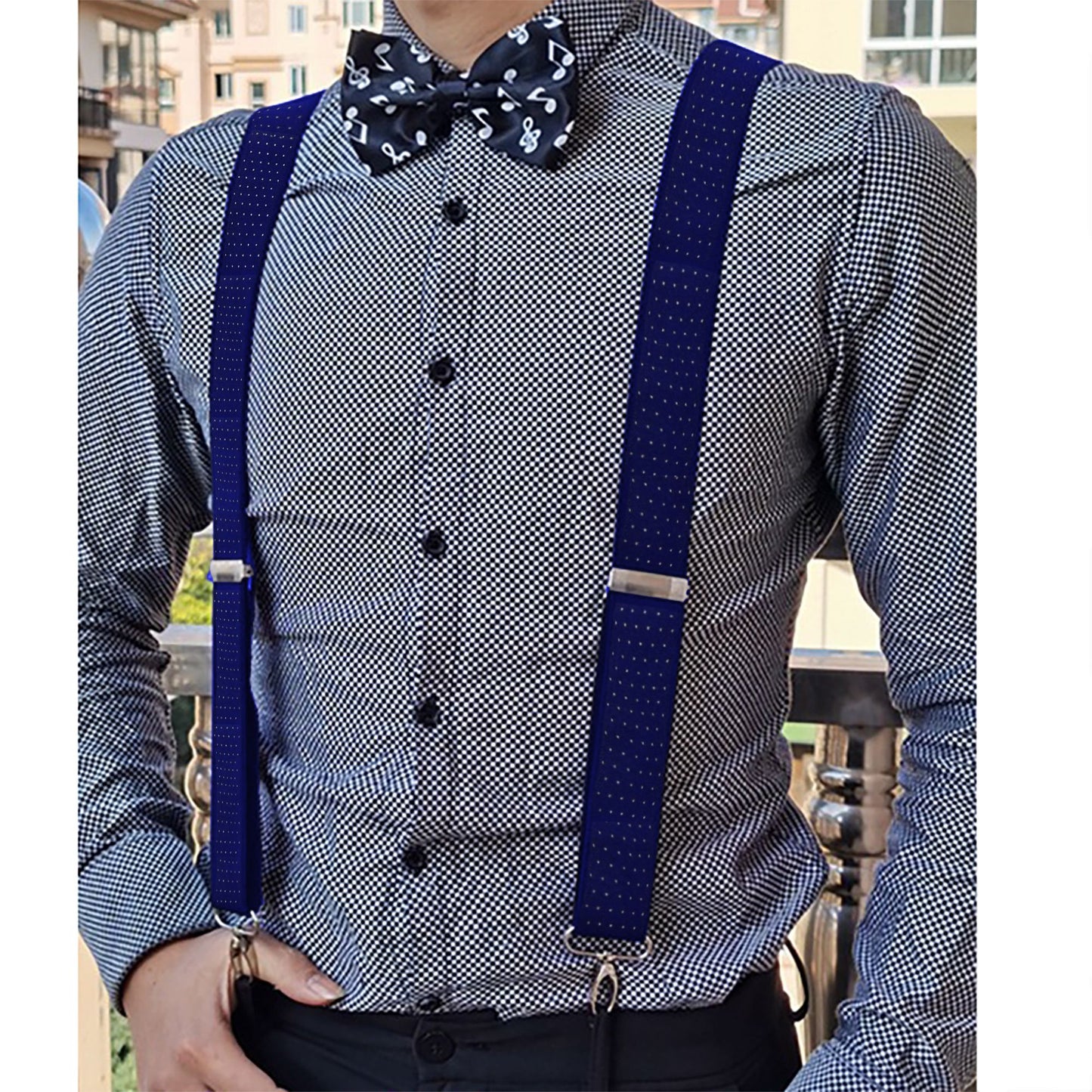 Men's Adjustable Suspenders 46in Elastic Suspenders with Clips for Formal & Casual Wear