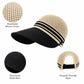 Woven Wide Brim Visor Hat with Striped Band Mesh Crown Adjustable Back Strap