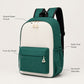 Colorblock School Backpack with Front Pocket and Adjustable Straps