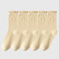 Summer Ribbed Ankle Socks with Bow Embroidery Casual 5Pk
