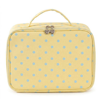 Polka Dot Travel Makeup Case with Dividers and Mirror