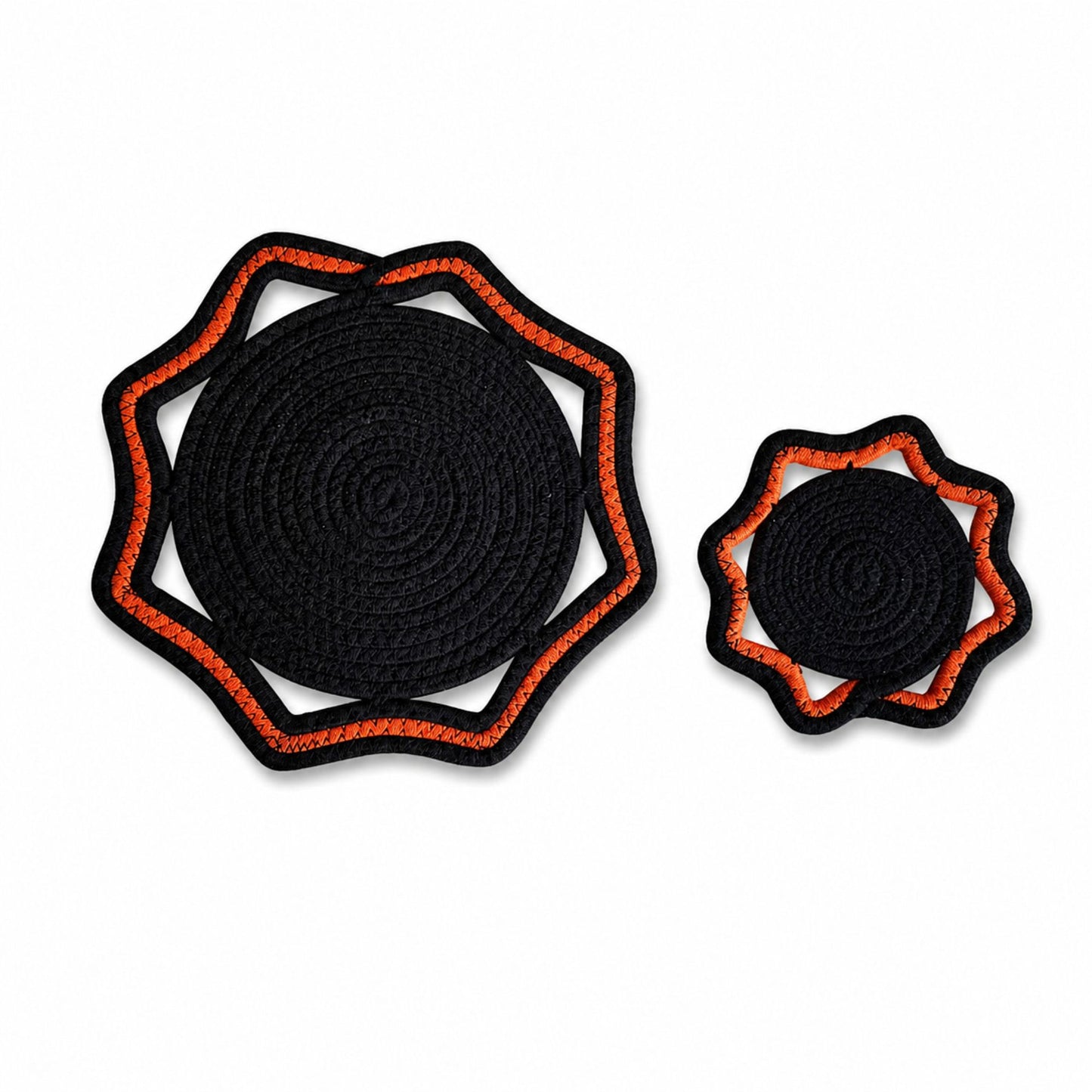 Woven Cotton Cord Octagonal Placemat and Coaster 2-Piece Set