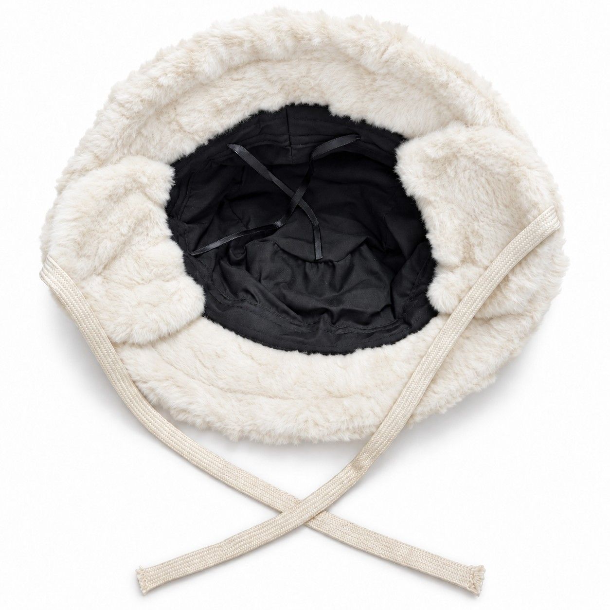 Plush Bucket Hat Removable Ear Flaps Tie Straps Fuzzy Winter Hat