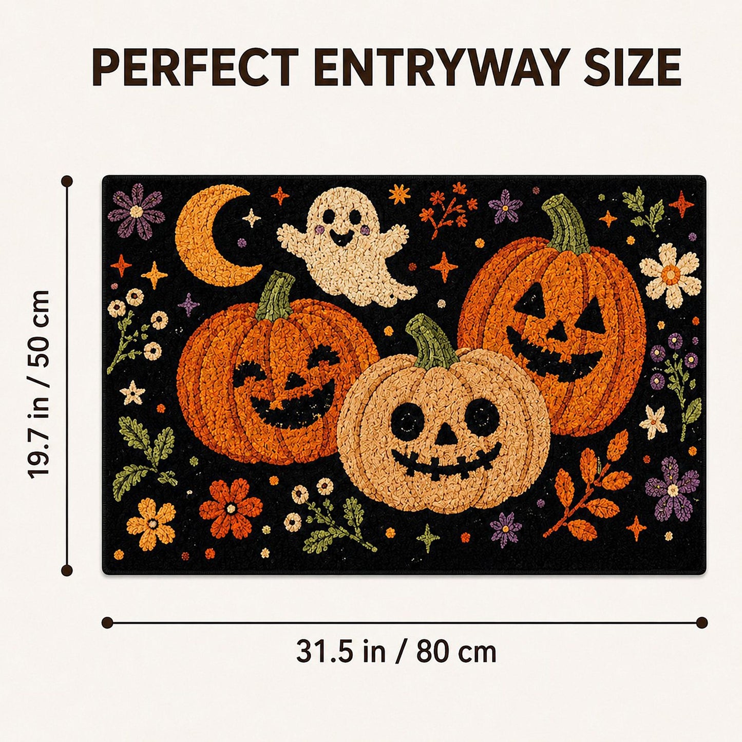 Fall Pumpkin Halloween Doormat Nonslip Entryway Rug 19.7 x 31.5 Inches