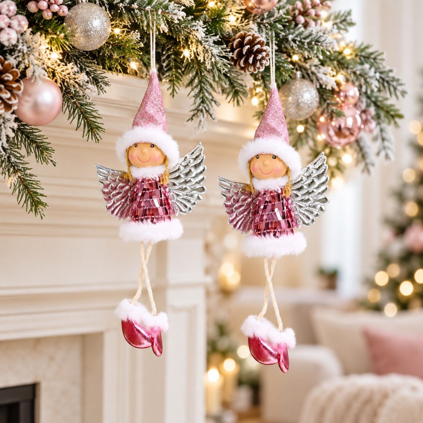2pk Sequin Angel Christmas Tree Ornaments